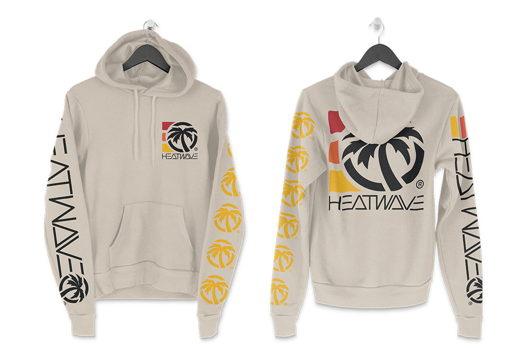 Front and back of the Heat Wave Youth 3 Stripe Hoodie on a white background