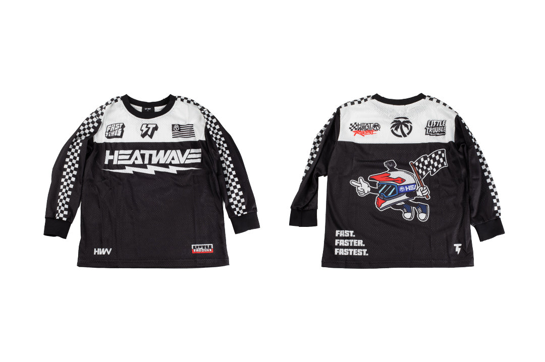 Little Trouble x Heat Wave Kids Long Sleeve Jersey - Black