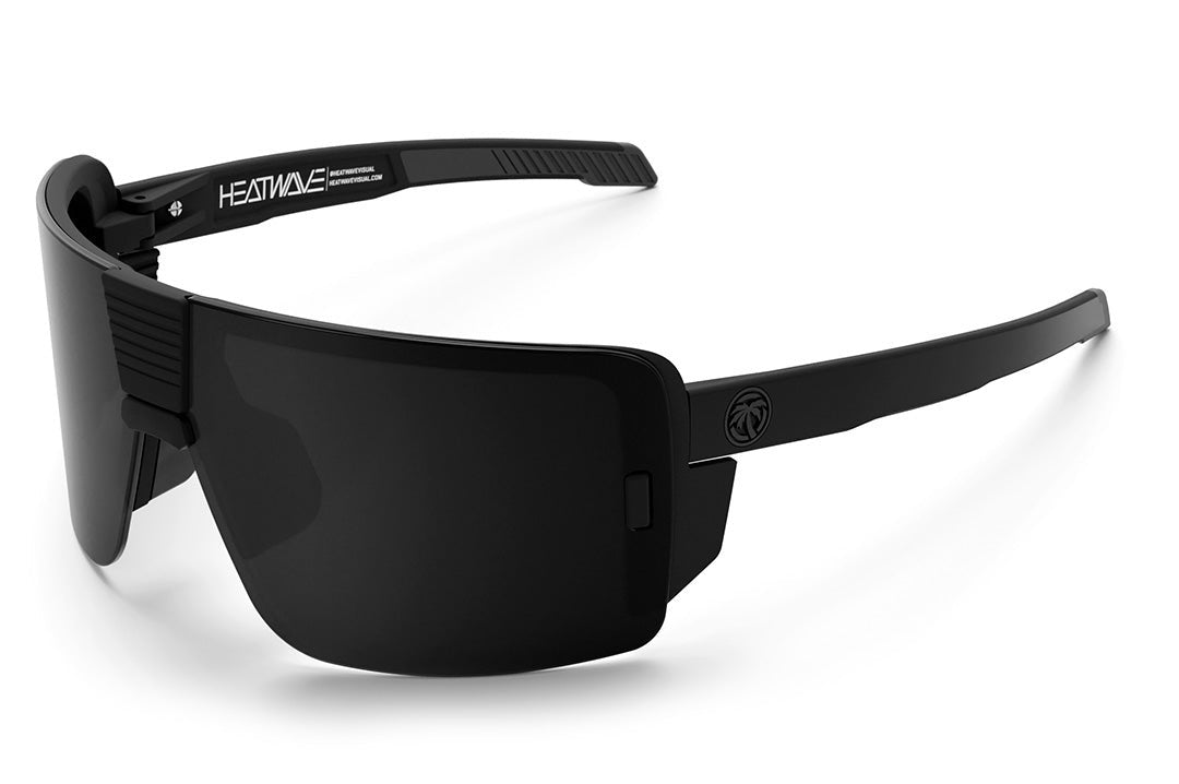 Heat Wave Visual Vector Sunglasses with black frame and black lens.