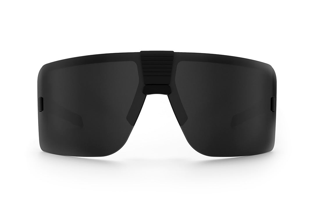 Front of Heat Wave Visual XL Vector Sunglasses with black frame and black lens.