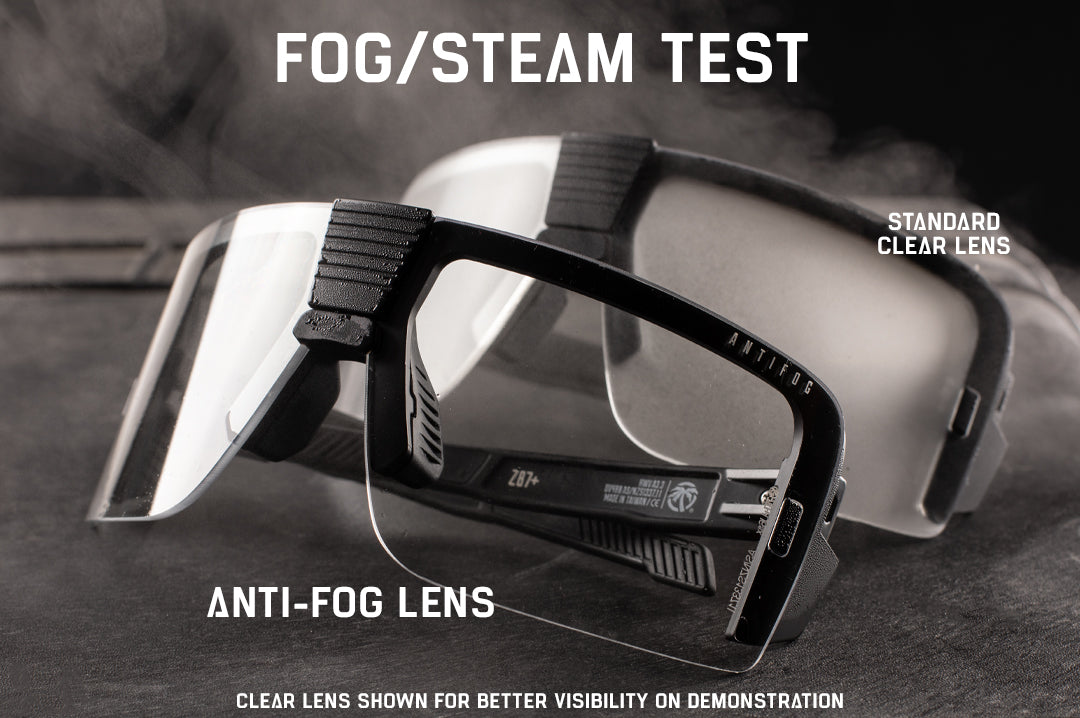 Fog testing the Heat Wave Visual Vector Sunglasses with anti-fog lens.