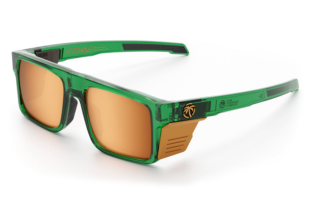 3/4 angle of the Performance Rayth Sunglasses: Cycad Green Z87+ with side shields.