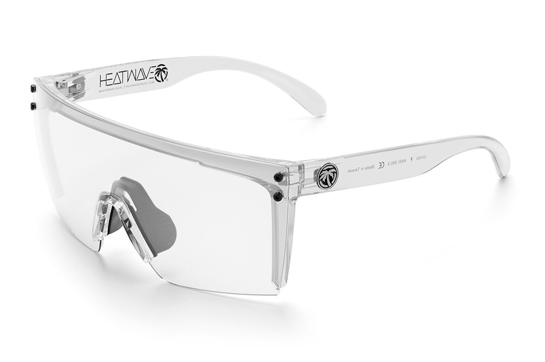 Heat Wave Visual Lazer Face Z87 Sunglasses with clear frame and anti-fog clear lens.