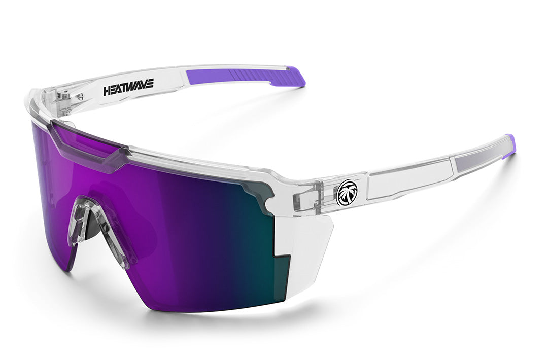 Heat Wave Visual Future Tech Sunglasses with clear frame and ultra violet lens.