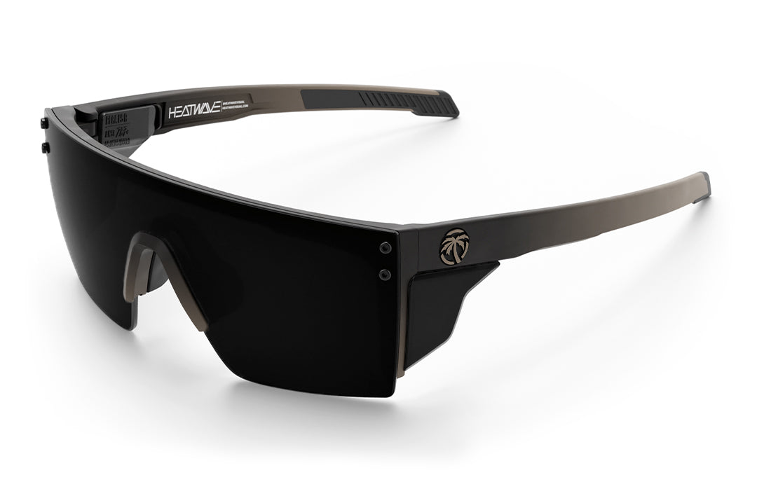 3/4 angle of the Performance Lazer SLIM Sunglasses: FDE Fader Z87+ on a white background with black side shields