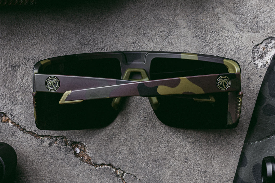 Heat Wave Visual Vector Z87+ Sunglasses with fleck camo frame close-up