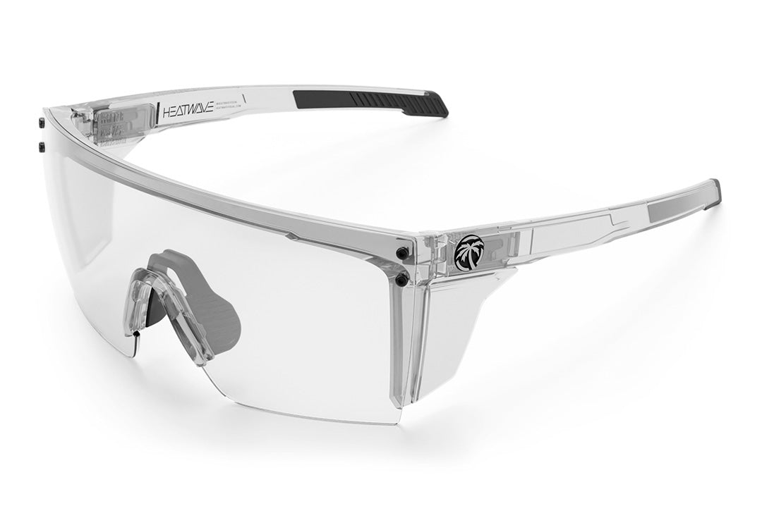 Heat Wave Visual Performance XL Lazer Face Sunglasses with clear frame, anti-fog clear lens and clear side shields.