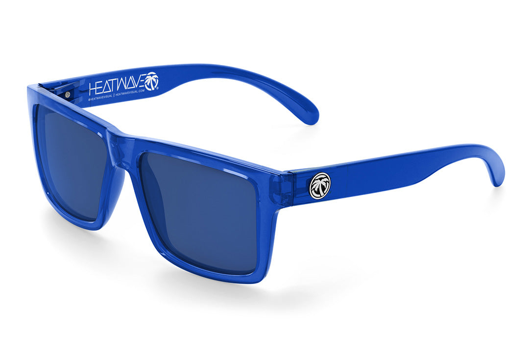 Heat Wave Visual Vise Z87 Sunglasses with neon blue frame and coastal blue lenses.