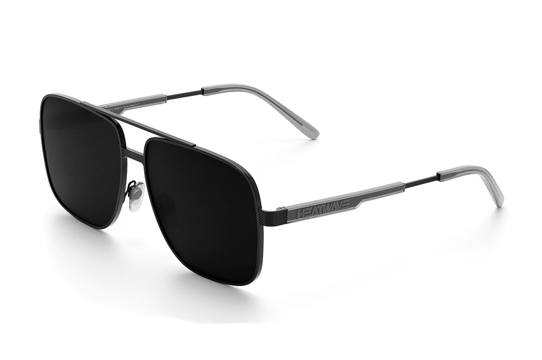 Nimitz Sunglasses: SATIN Metal Frame Ultra Black Lens| Heat Wave