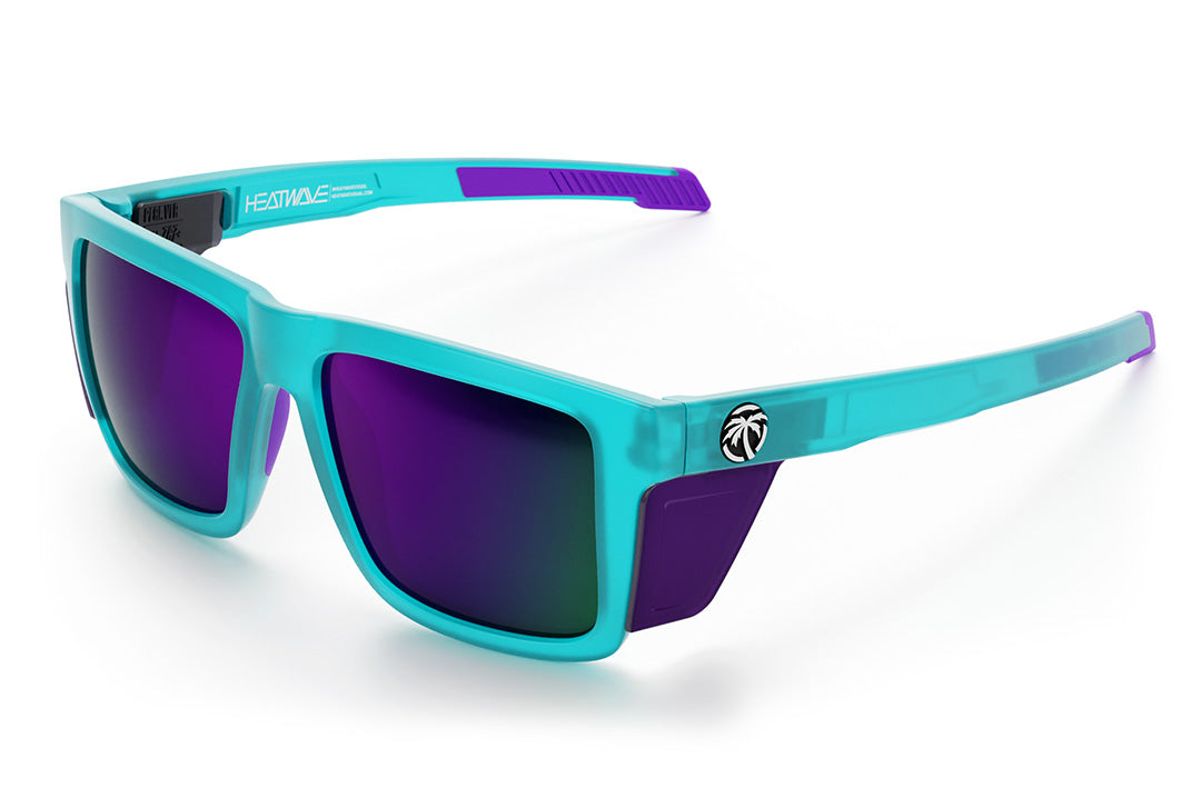 Heat Wave Visual Performance XL Vise with aqua frost frame, ultra violet lenses and matching side shields.