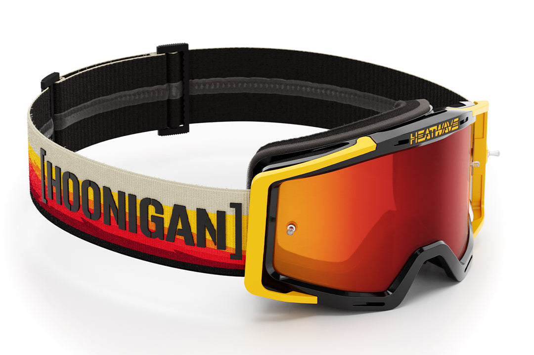 Heat Wave Visual MXG-250 with Pastrana Hoonigan print band and sunblast orange yellow lens.