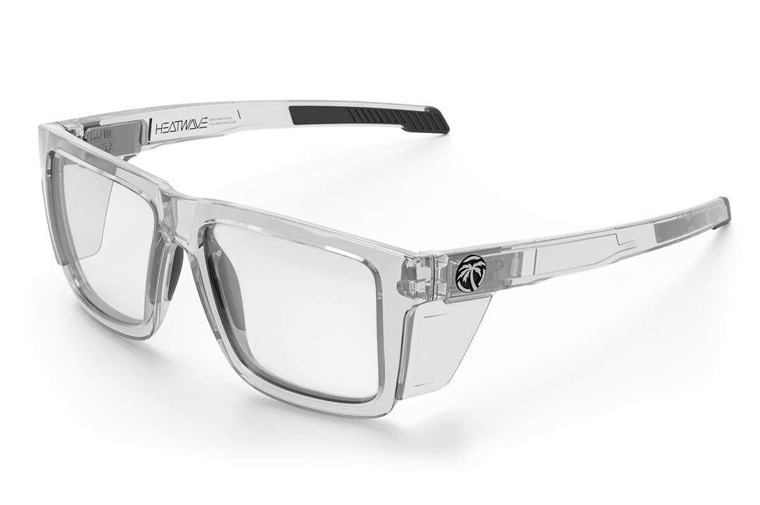 Heat Wave Visual Performance XL Vise Sunglasses with vapor clear frame, photochromic lenses and clear side shields.
