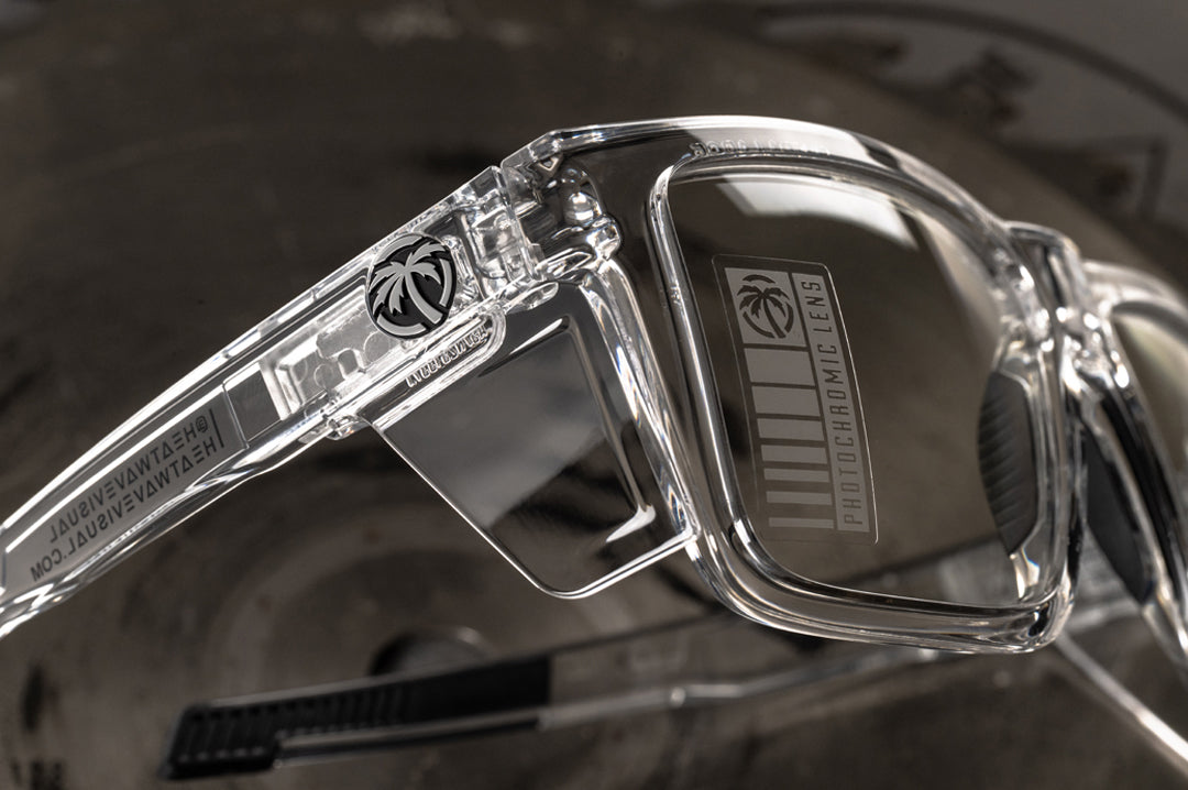 Heat Wave Visual Performance XL Vise Sunglasses with vapor clear frame and photochromic lenses.