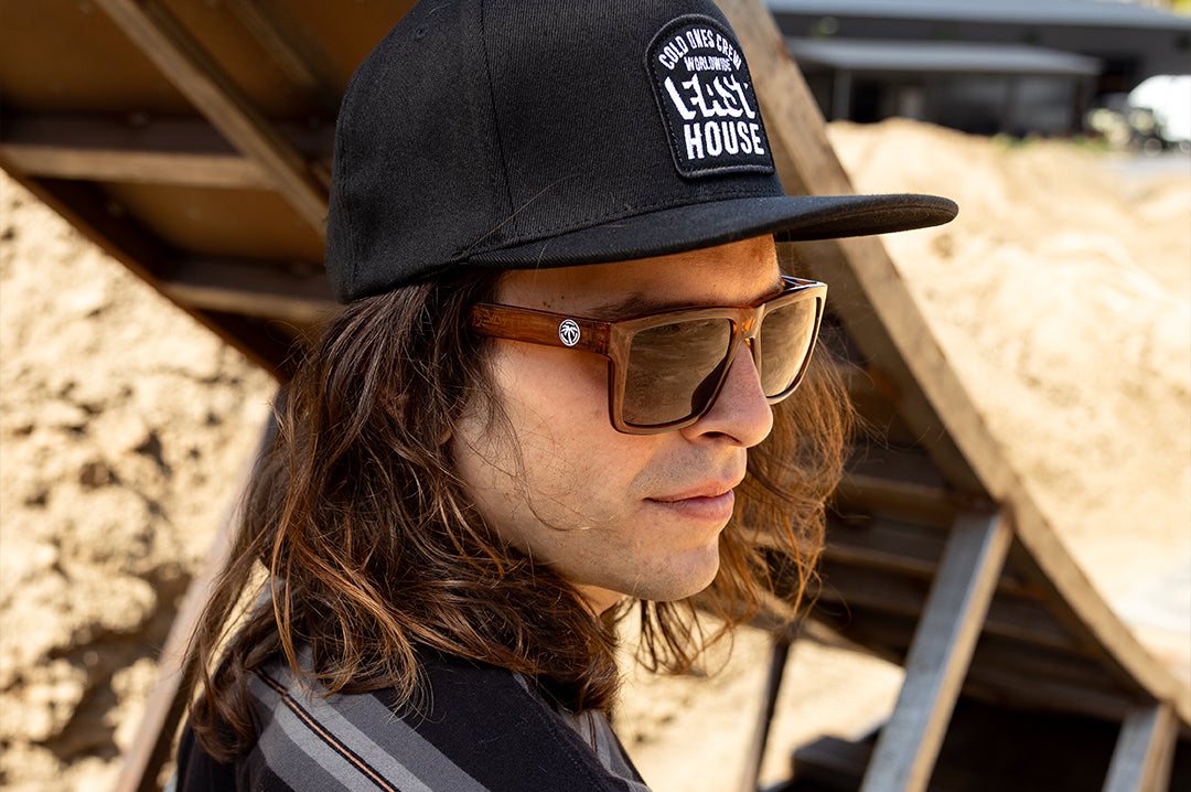 Man wearing the XL VISE Sunglasses: Saddle Z87.