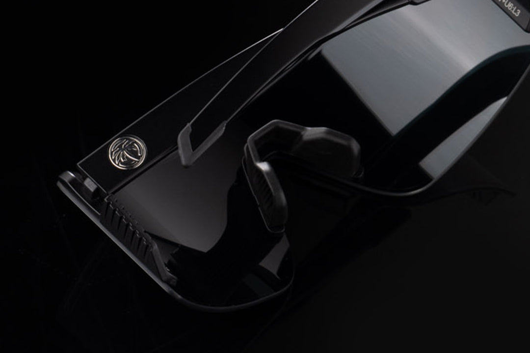 Close up shot of the Skynet Sunglasses: Anti-Fog Z87+ on a black background