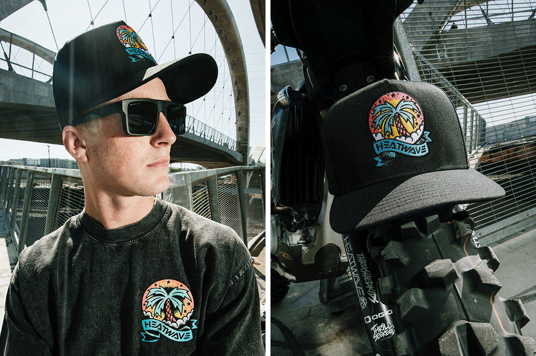 Man wearing the Heat Wave x Tall Boy Icon Flash Hat - Black