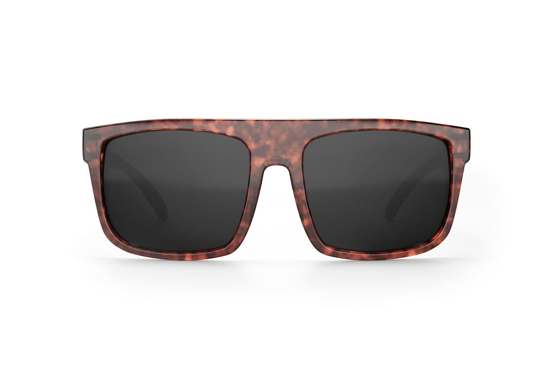 Front of Heat Wave Visual Regulator Sunglasses with tortoise brown frame and black lenses.