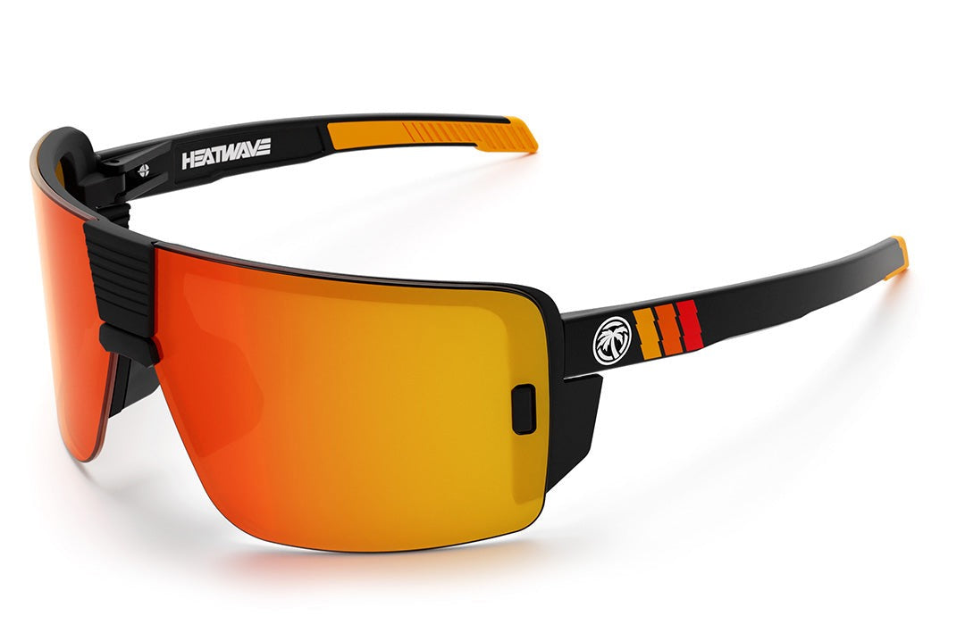 Heat Wave Visual Vector Sunglasses with black frame, turbo arms and sunblast orange lens.