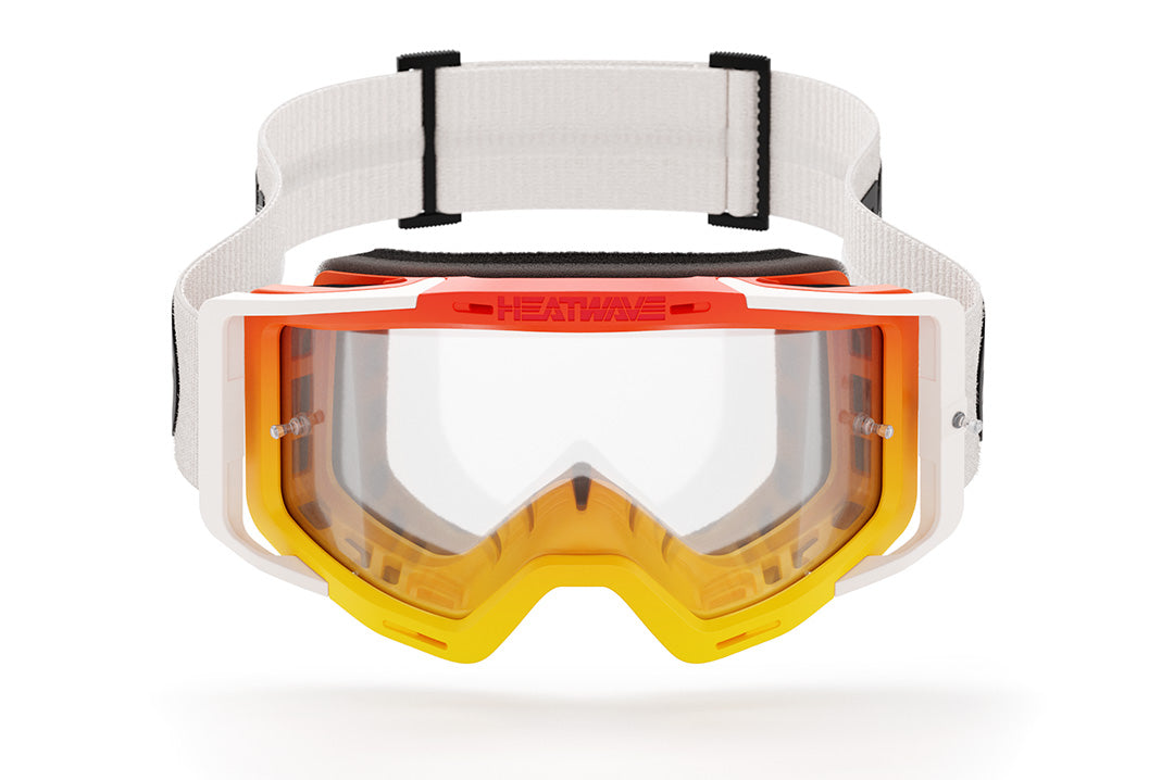 Front of the Heat Wave Visual MXG 250 Motosport Goggle in the turbo classic white color way. 