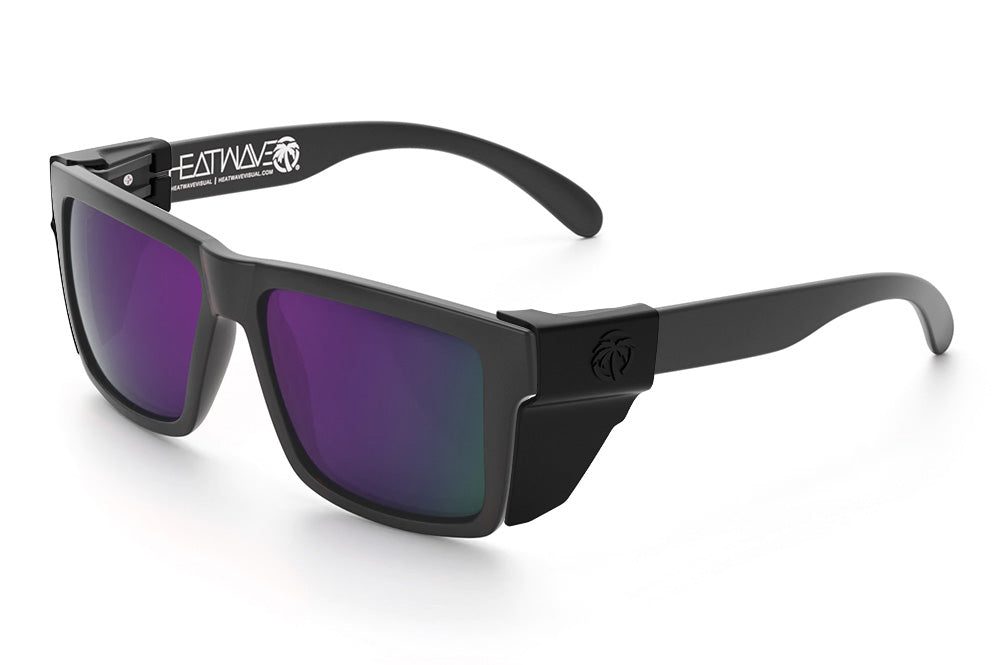 Heat Wave Visual Vise Z87 Sunglasses with rubberized frame, ultra violet lenses and black side shields.