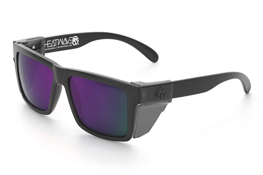 Heat Wave Visual Vise Z87 Sunglasses with rubberized frame, ultra violet lenses and smoke side shields.