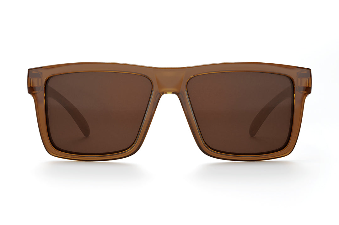 Front view of the VISE Sunglasses: Saddle with brown lens on a white background.