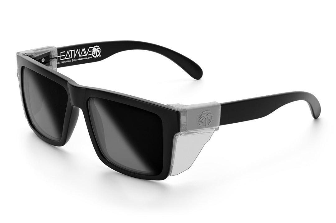 Heat Wave Visual Vise Sunglasses with black frame, super photochromic lenses and clear side shields.