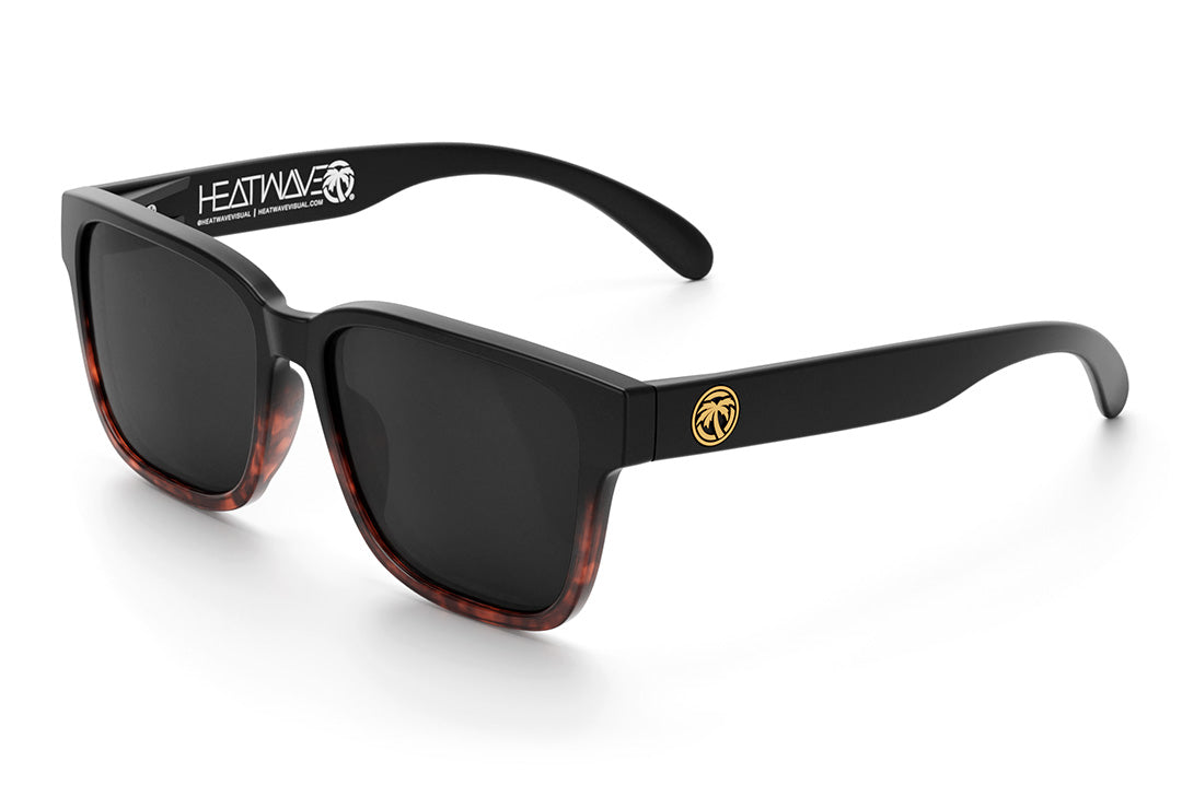Heat Wave Visual Apollo Sunglasses with black and tortoise brown frame and black lenses.