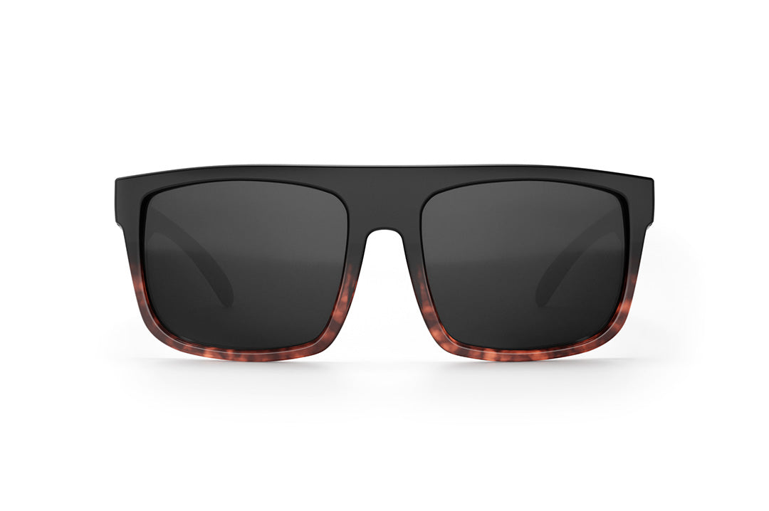 Front of Heat Wave Visual Regulator Sunglasses with black and tortoise brown frame and black lenses.