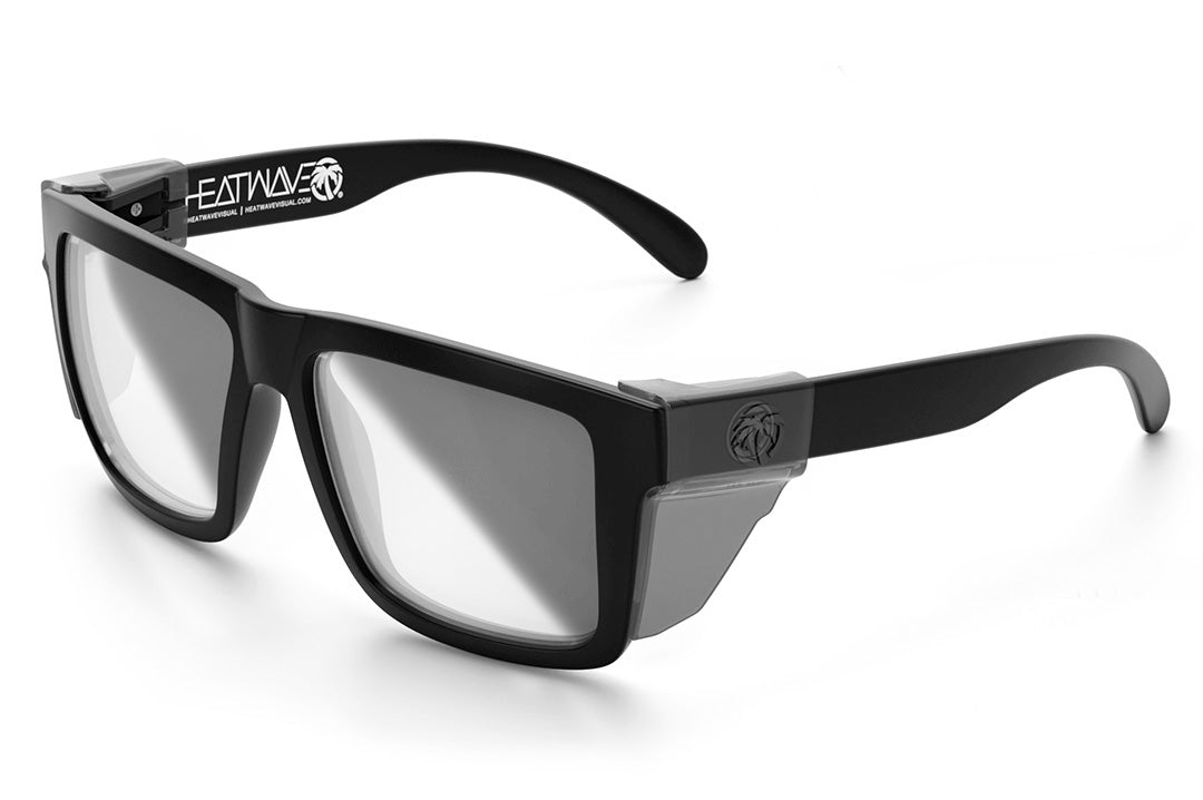 Heat Wave Visual XL Vise Sunglasses with black frame, photochromic lenses and smoke side shields.