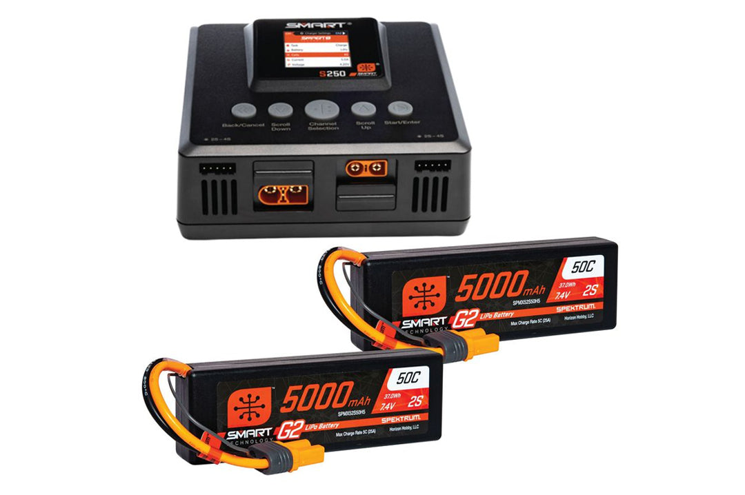 Horizon 4S 5000 mAh (2) G2 LiPo Battery + Charger kit For Horizon Blac