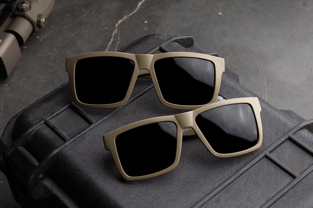 Front close up of the new Heat Wave Visual Vise sunglasses with ultra black lens.
