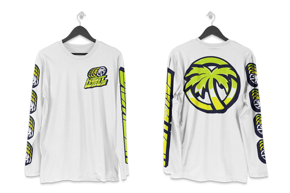 Front and back side of the Heat Wave Antifreeze UPF Long Sleeve T-Shirt on a white background.