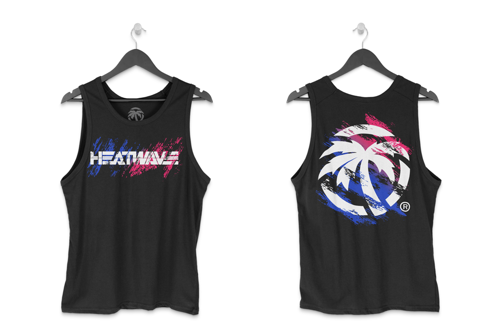 Front and back side of the Heat Wave Baja Nights Tank Top on a white background