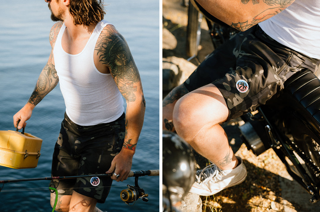 Heat Wave Hybrid Board Shorts Midnight Camo
