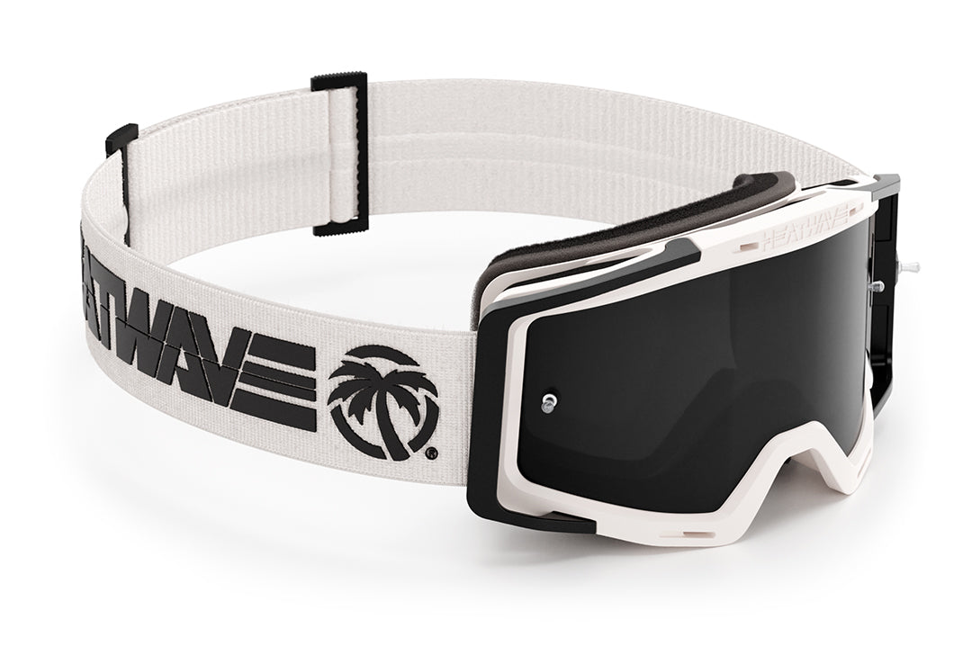 Side of the Heat Wave Visual MXG 250 Motosport Goggle in the billboard icon white color way. 