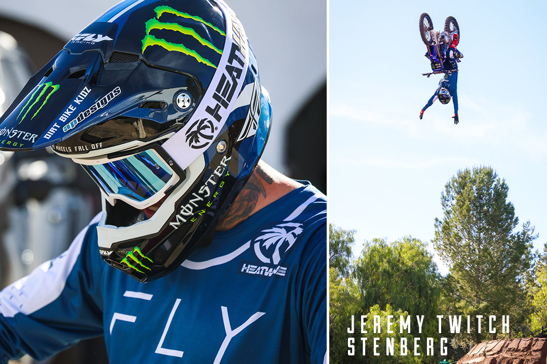 Jeremy Twitch Stenberg wearing the Heat Wave Visual MXG 250 Motosport Goggle in the billboard icon white color way. 