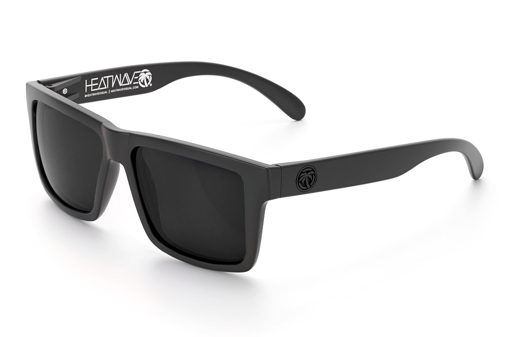 Heat Wave Visual Vise Z87 Sunglasses with rubberized frame and black lenses.
