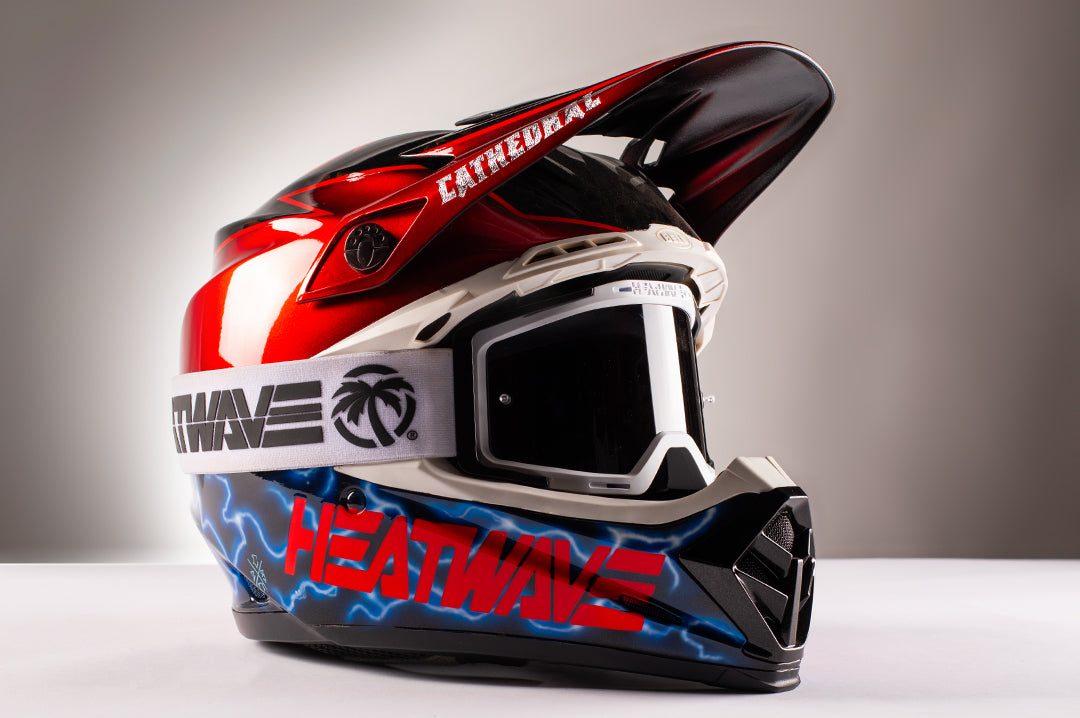 Heat Wave Visual MXG-250 Motosport Goggle on a helmet. 
