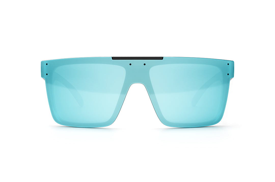 Front view of Heat Wave Visual Quatro Sunglasses with black frame and arctic chrome lens.