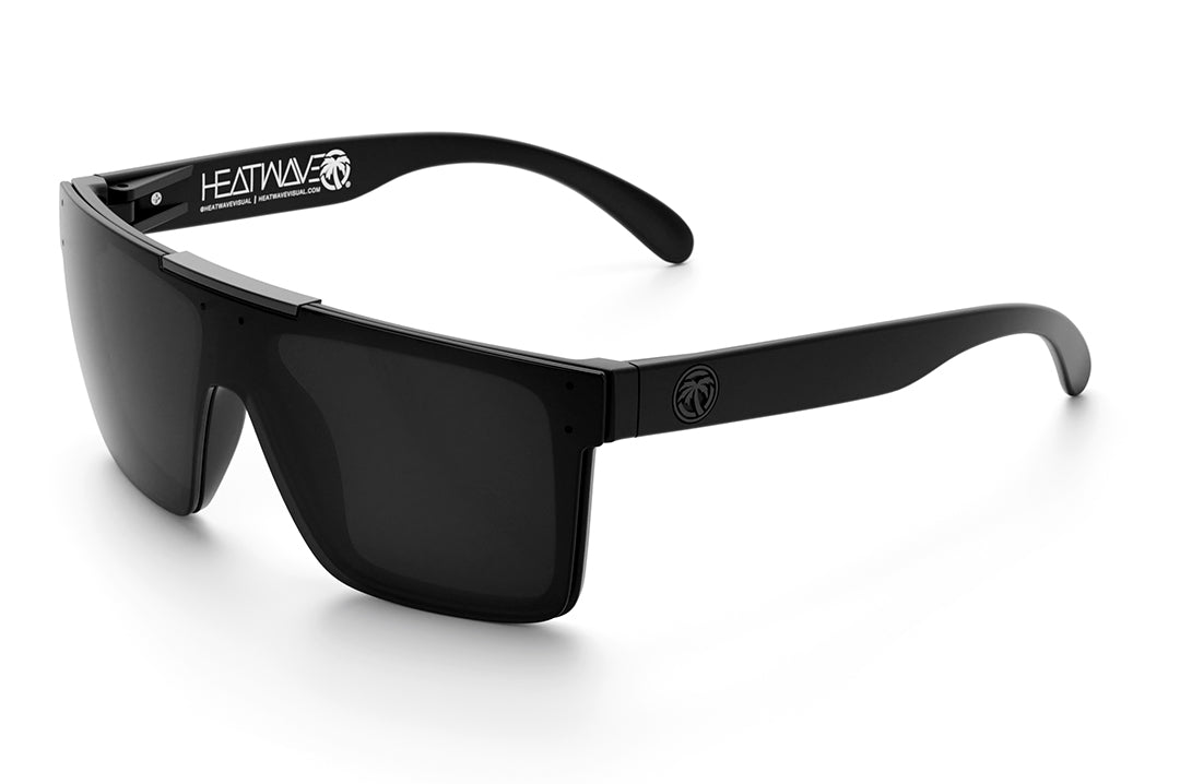 Heat Wave Visual Quatro Sunglasses with black frame, black bar and black lens.