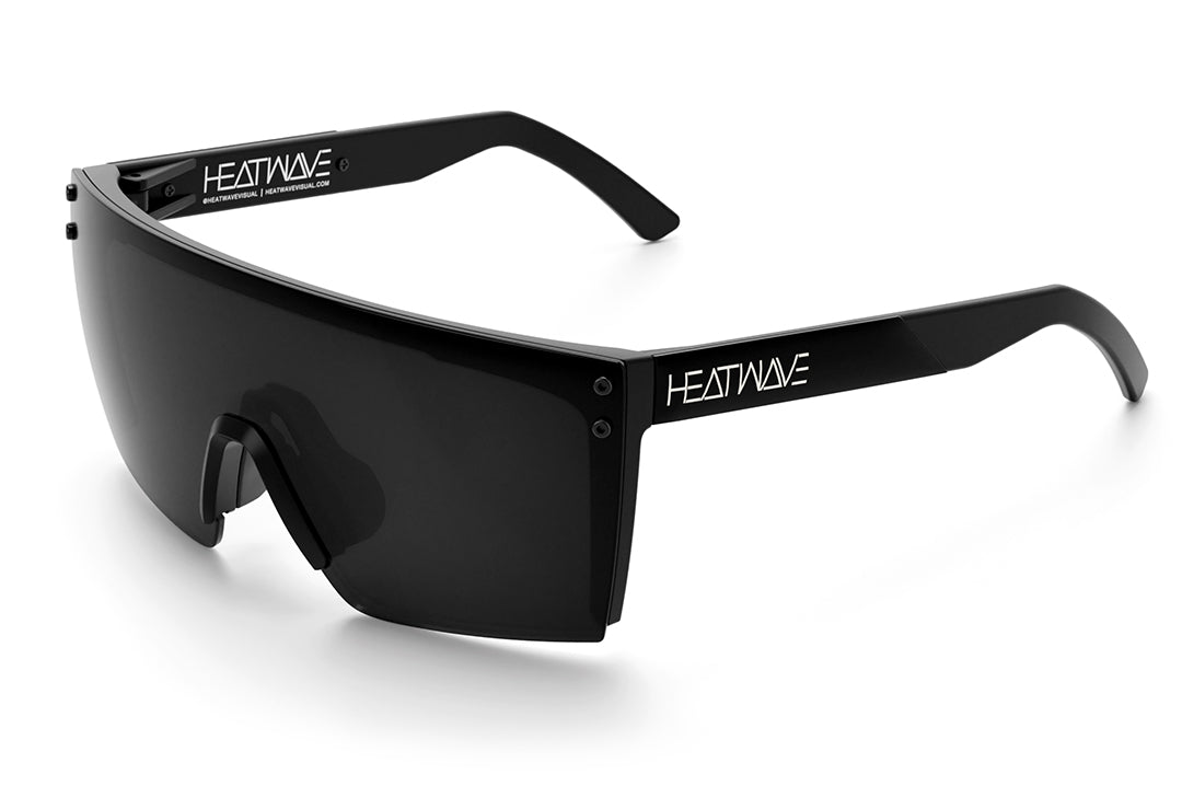 Heat Wave Visual Lazer Face Sunglasses with black frame, black metal arms and black lens.