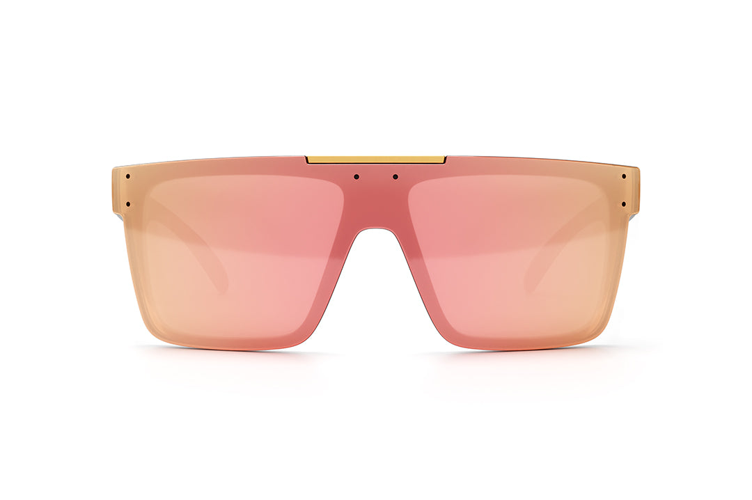 Front view of Heat Wave Visual Quatro Sunglasses with black frame and rose gold lens.