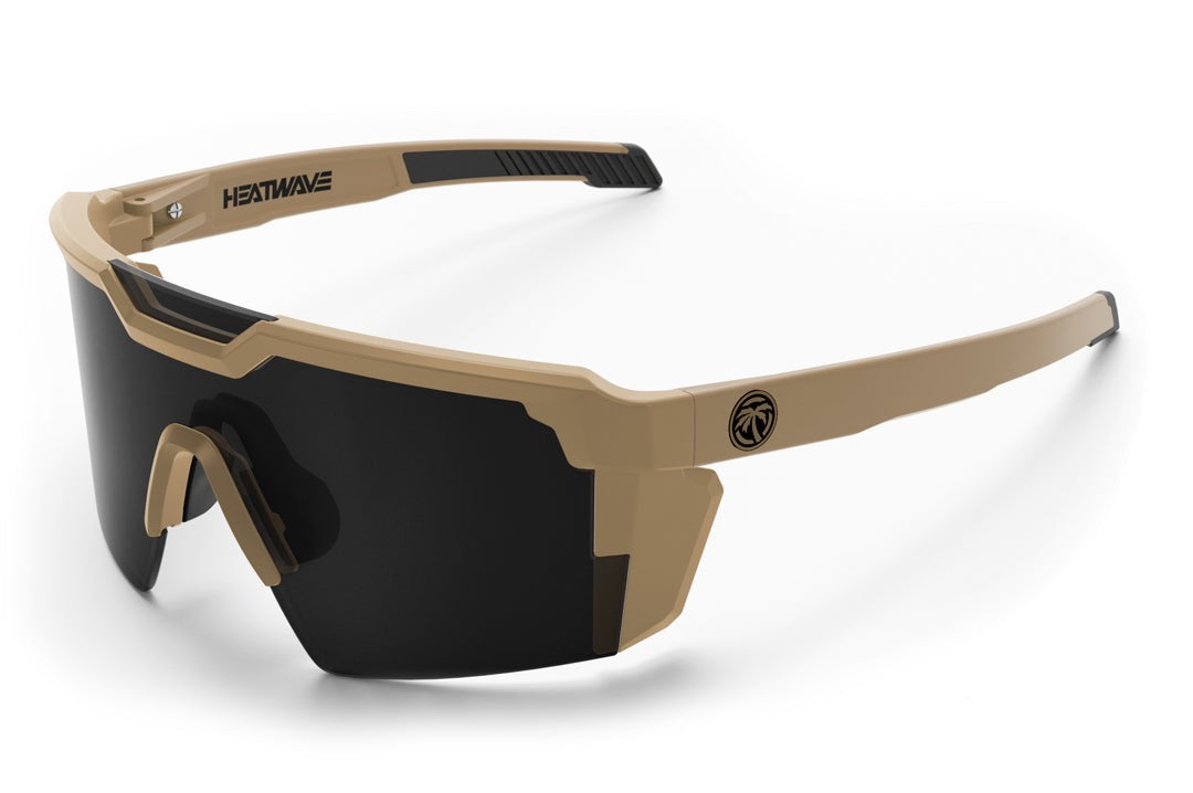 Heat Wave Visual Future Tech Sunglasses with tan frame and black lens.