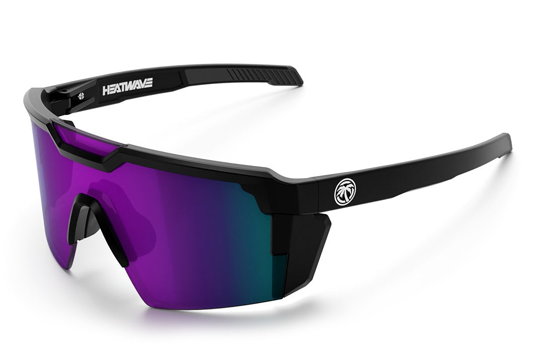 Heat Wave Visual Future Tech Sunglasses with black frame and ultra violet lens.
