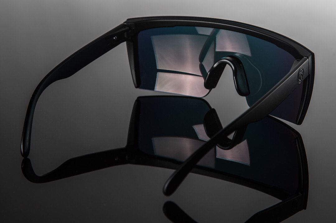 Back view of Heat Wave Visual Lazer Face Z87 Sunglasses with black frame and black lens.