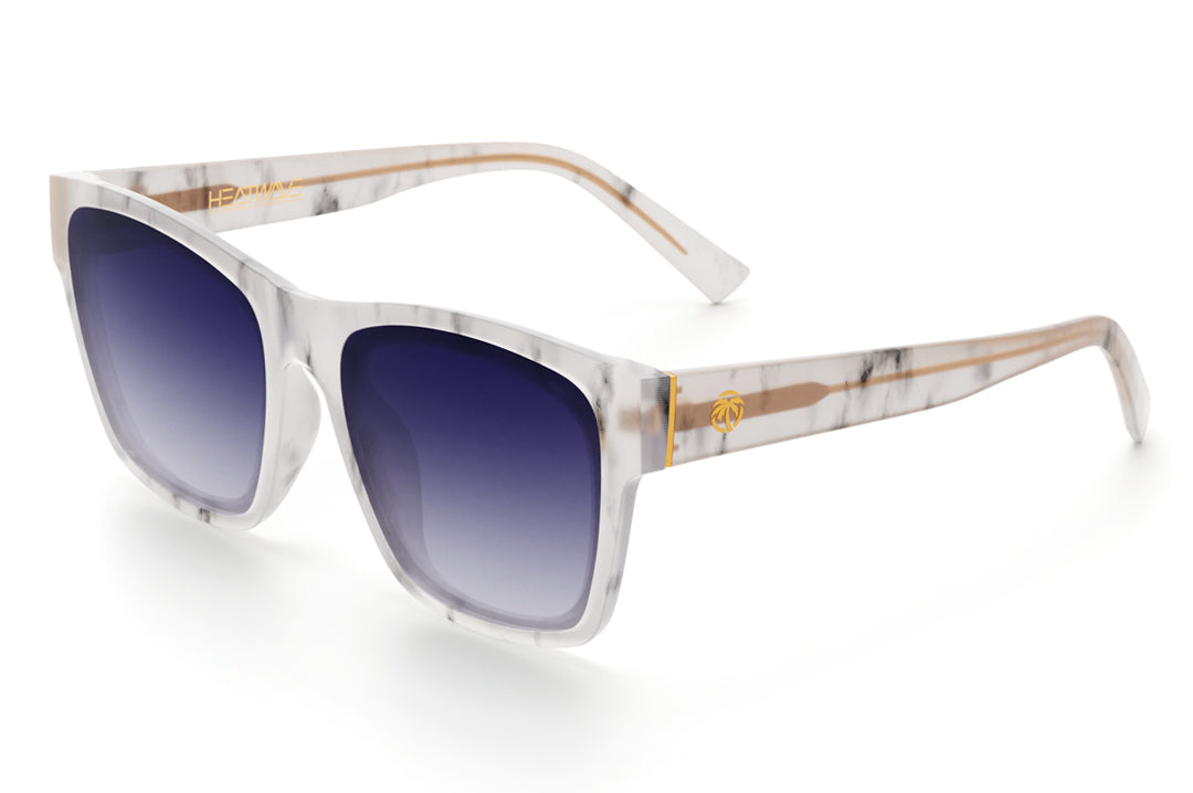 Heat Wave Visual Womens Marylin Sunglasses with marble frame and purple gradient lenses.