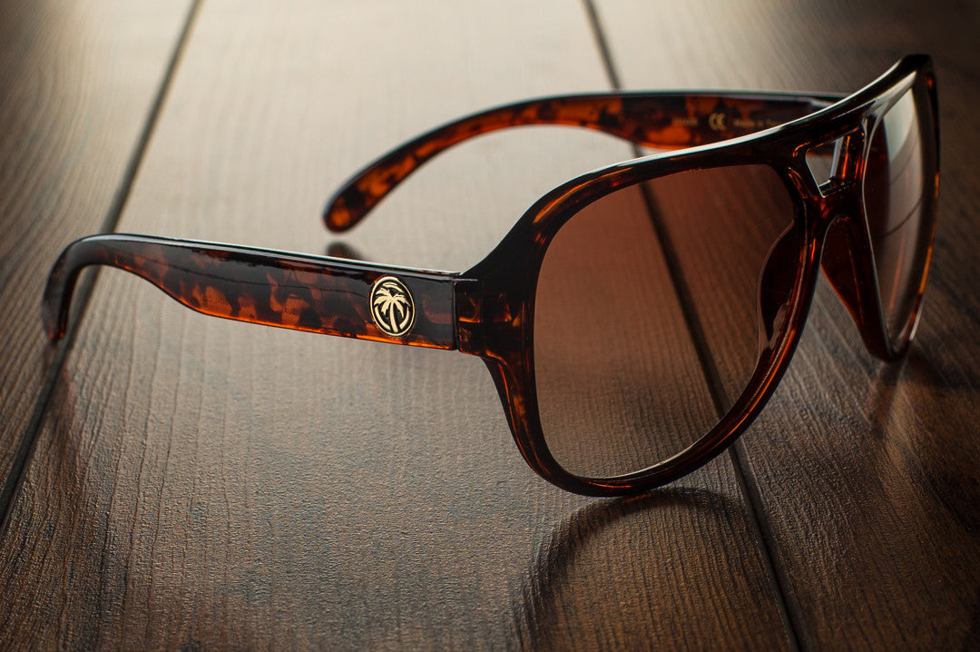 Side of Heat Wave Visual Supercat Sunglasses with tortoise brown frame and brown lenses.
