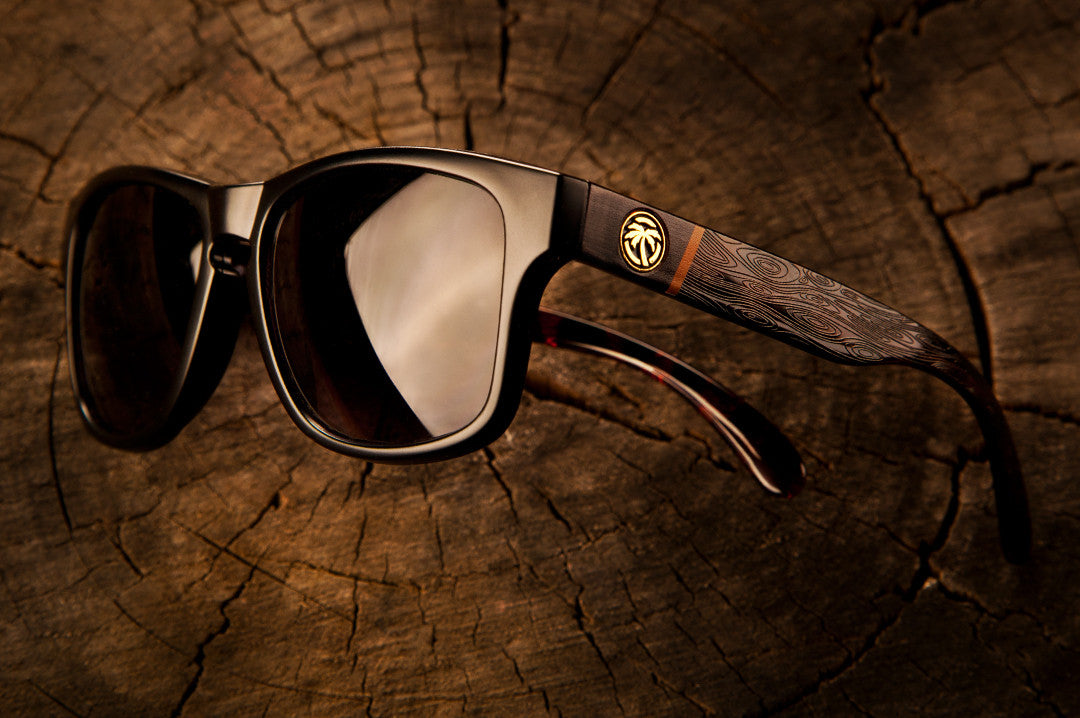 Heat Wave Visual woodgrain arms on cruiser sunglasses.