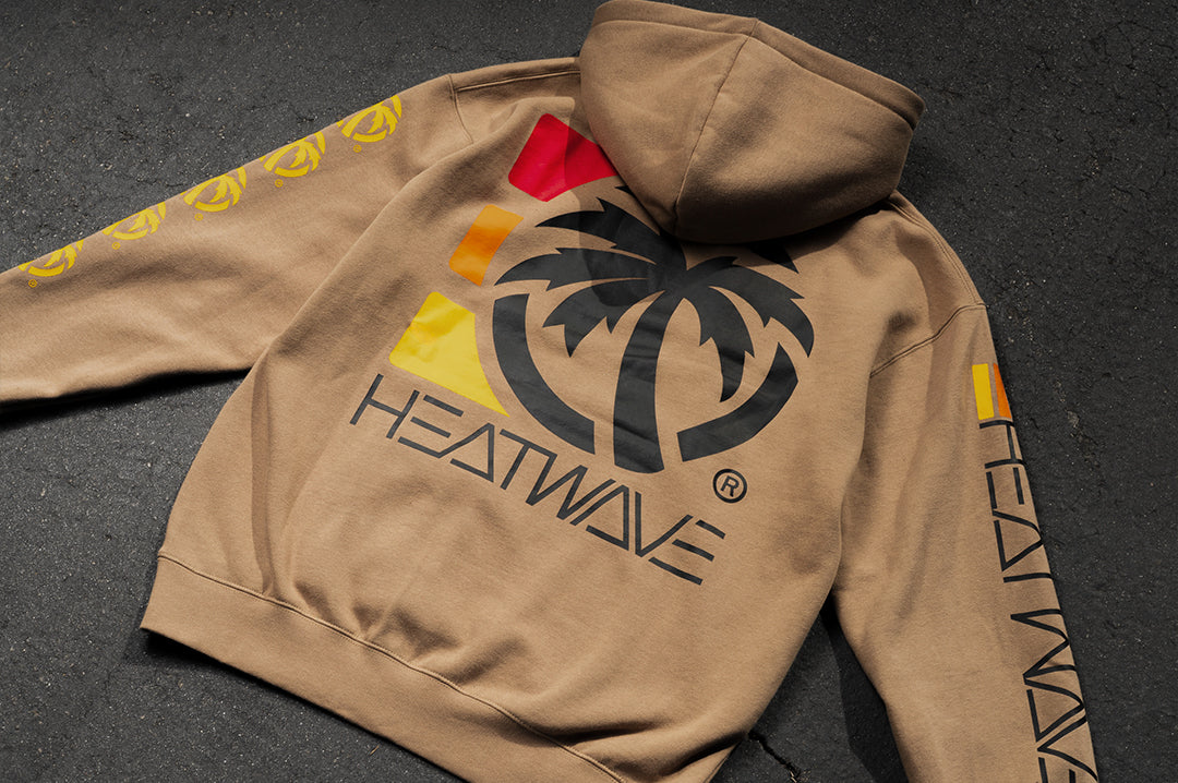 The Heat Wave 3 Stripe Sweatshirt - Sandstone on the floor